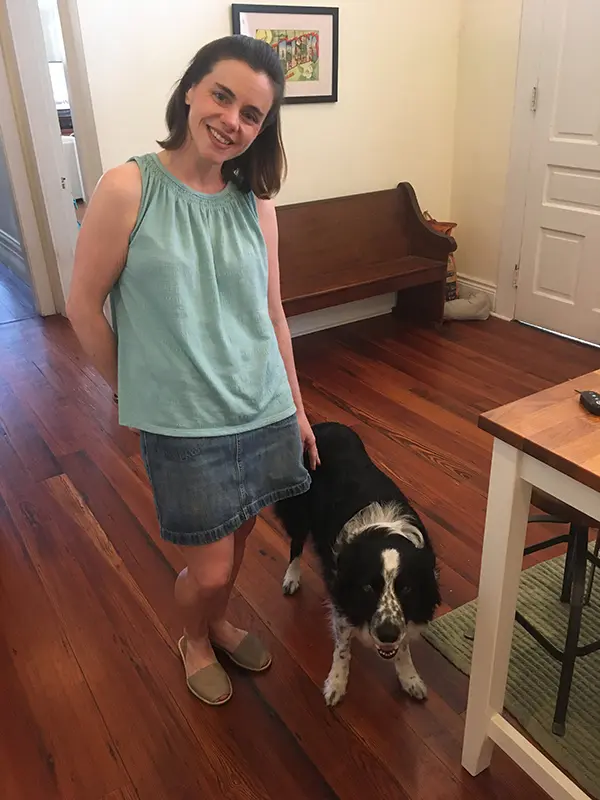 Tulane professor Brittany Kennedy with her sweet dog Pivo