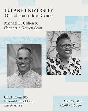 Event flyer for Michael Cohen and Shennette Garrett-Scott