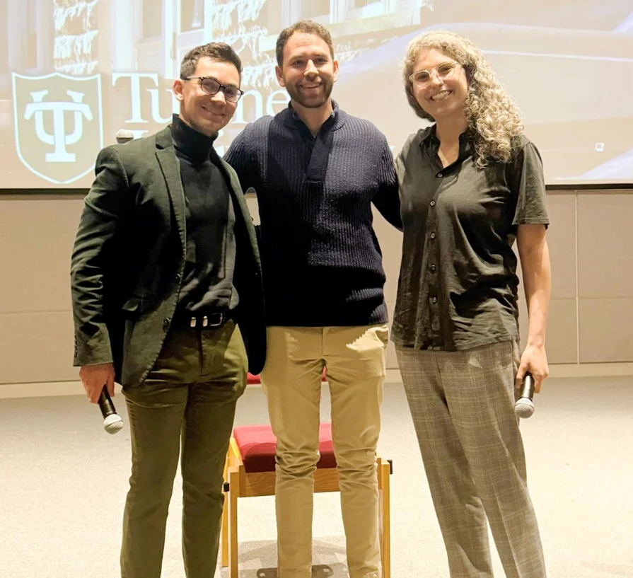 Three people at a Tulane event following a screening of Unspoken