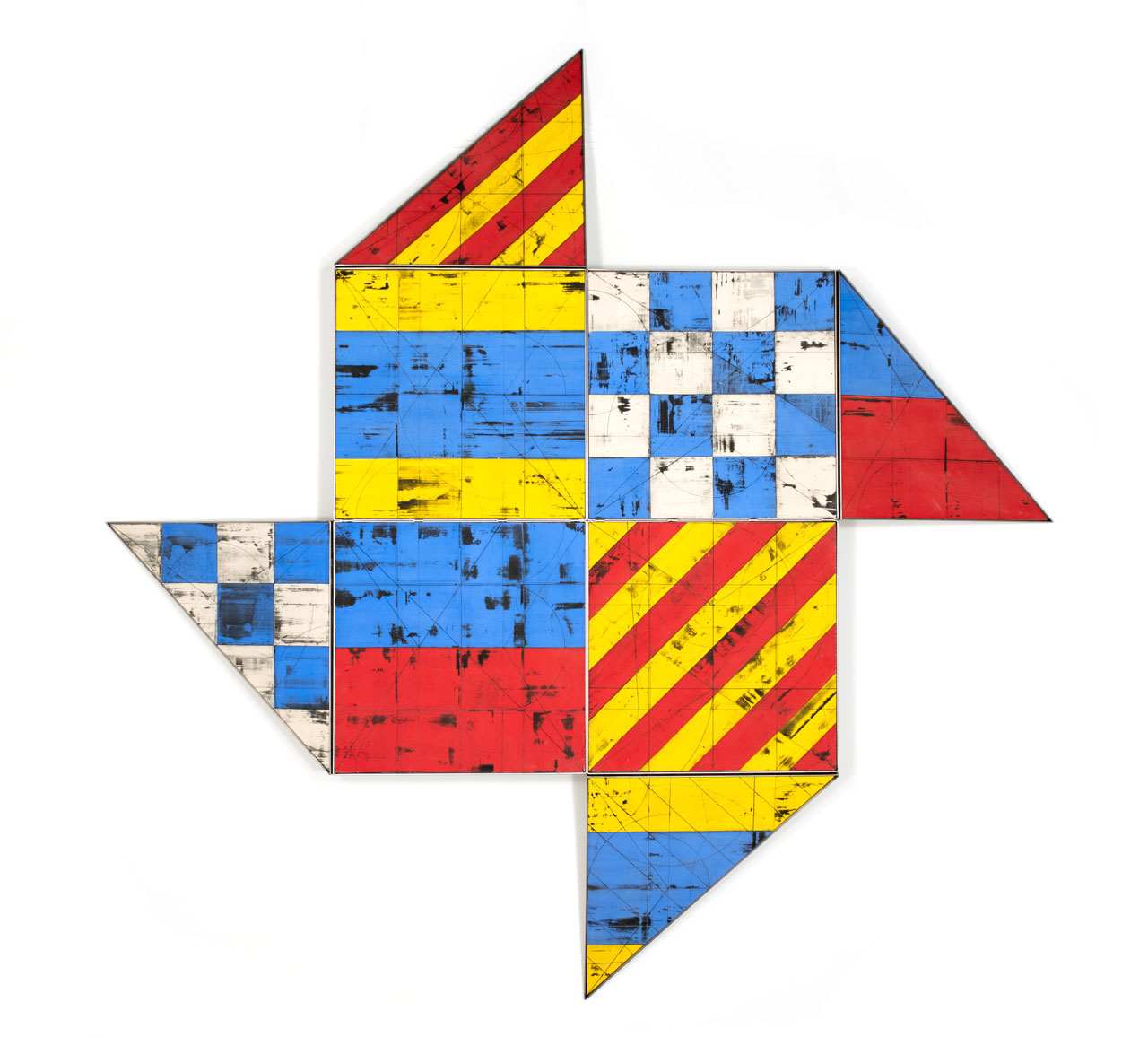  DENY, 84” x 84” x 7”, glazed ceramic and stainless steel