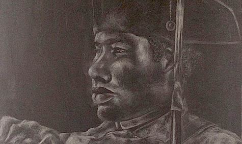 D. Lammie Hanson, Silverpoint drawing on Black Surface.