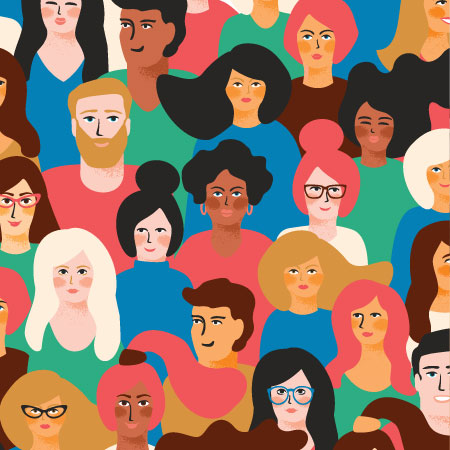 Illustration of Diverse Crowd