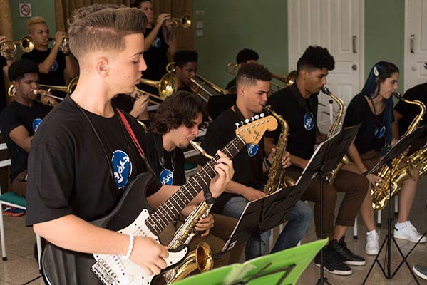 Students playing music in Master Class