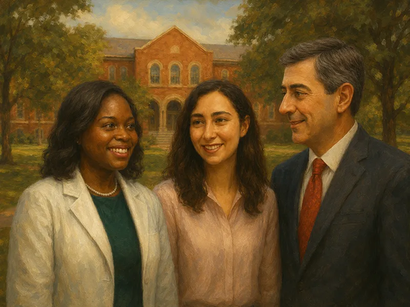SLA Alumni Sophia Gutierrez (SLA ’21), John Strasburger (A&S ’86), Jennifer Mills