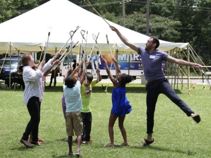 Volunteers at the Language and Culture Youth Camp on the reservation of the Tunica-Biloxi Tribe of L